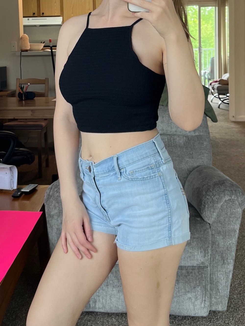 Black high neck smocked crop top size medium LA Hearts pacsun